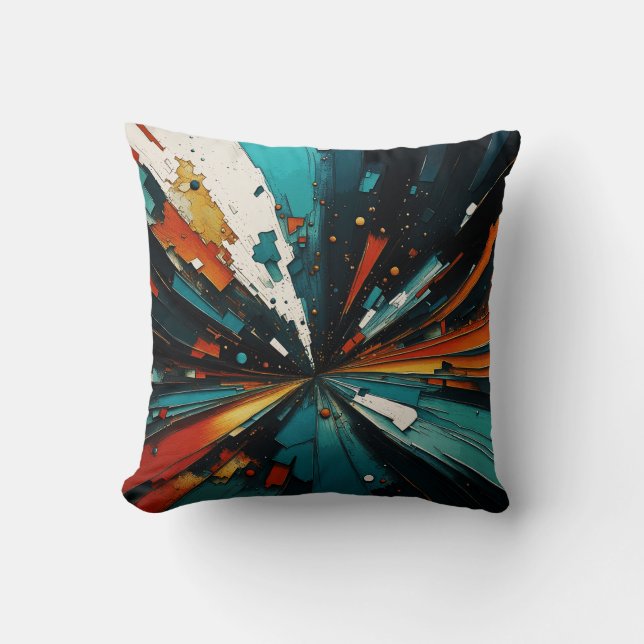 Coussin Bleu Et Orange Abstraits 607 (Recto)