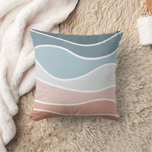 Coussin Bleu et rose style rétro vagues design