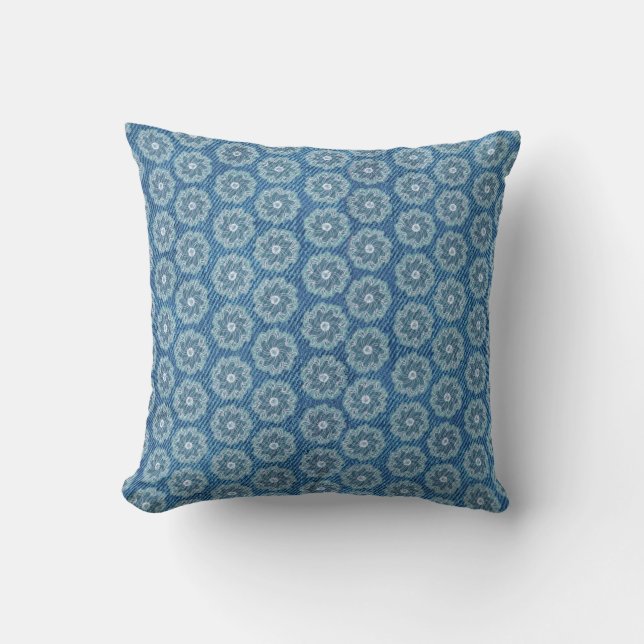 Coussin bleu et turquoise d'effet de denim de (Recto)