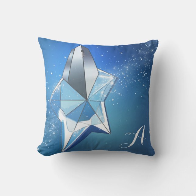 Coussin Bleu étincelle étoile de parfum bouteille de verre (Recto)