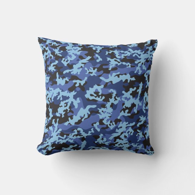 Coussin bleu fait sur commande de coussin de Camo (Recto)