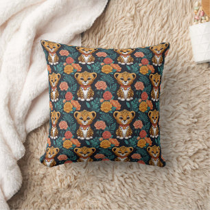 Coussin Bleu floral mignon beaucoup Cheetah Prin