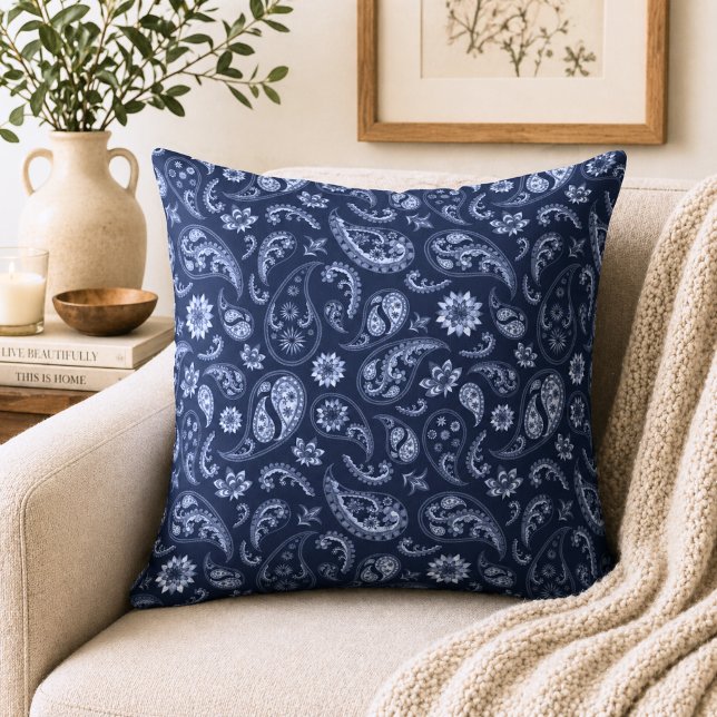 Coussin Bleu foncé Paisley (Créateur téléchargé)