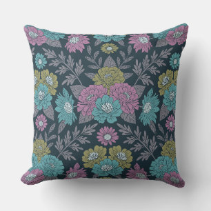 Coussin Bleu foncé, vert et violet