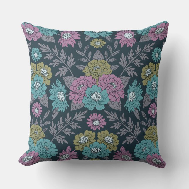 Coussin Bleu foncé, vert et violet (Recto)