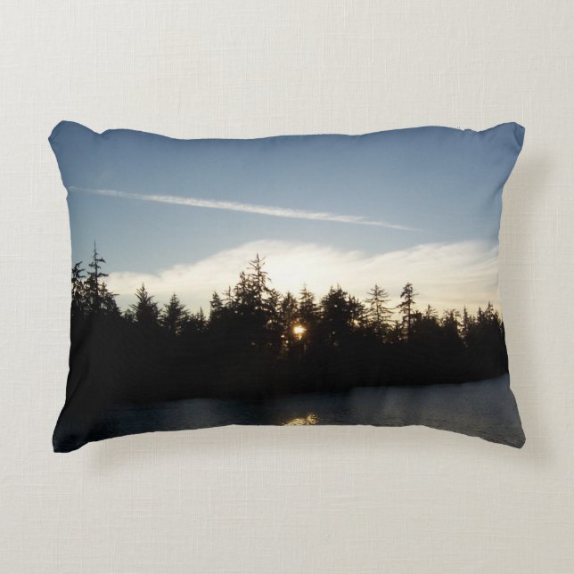 Coussin bleu frais d'accent de coucher du soleil (Devant)