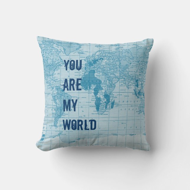 Coussin bleu frais de carte du monde (Recto)