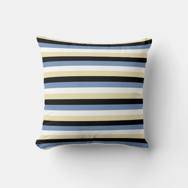 Coussin Bleu/gris, blanc, beige et noir (Recto)