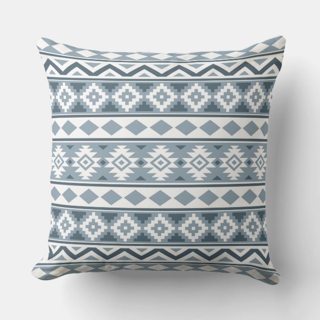 Coussin Bleu-Gris et blanc aztèques d'IIIb de motif (Recto)