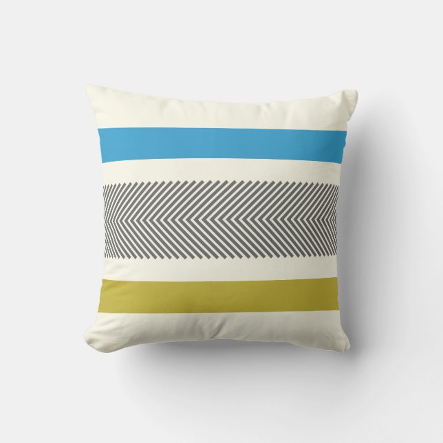 Coussin Bleu gris jaune off Flèche blanche Araignée (Recto)