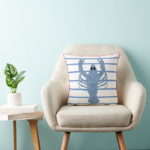 Coussin Bleu Homard Ginger Jar Jars Stripe