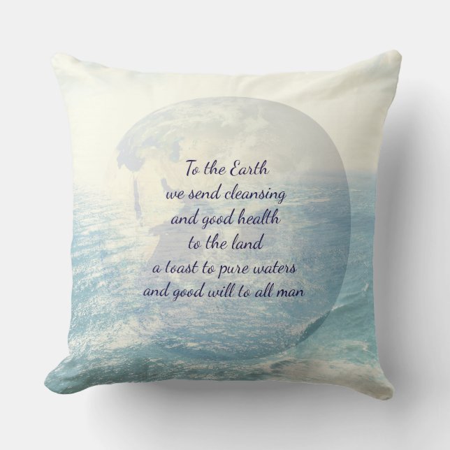 Coussin Bleu Inspiration Terre bénédiction (Recto)