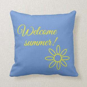 Coussin Bleu & jaune, Bienvenue été !