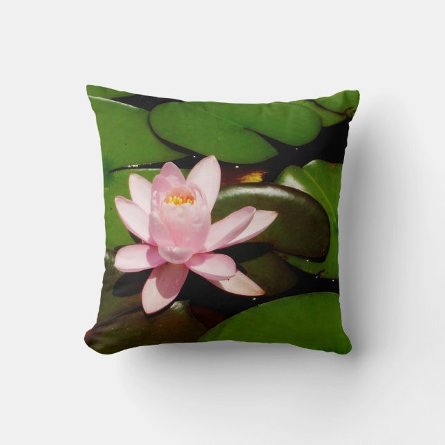 Coussin Bleu libellule sur lotus rose (Recto)
