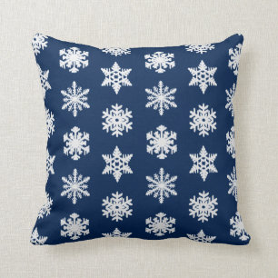 Coussin Bleu marine blanc et foncé de flocon de neige