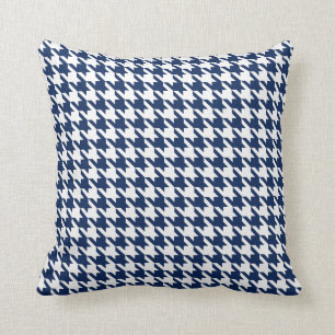 Coussin Bleu marine blanc Pied De Poule Houndstooth