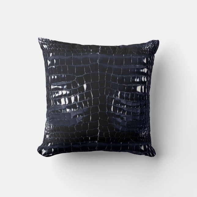Coussin Bleu marine brillant de peau de crocodile (Recto)