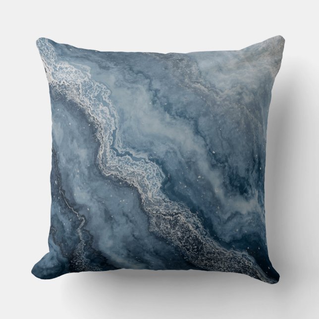 Coussin Bleu marine Gris Bleu clair Blanc Contemporain (Recto)