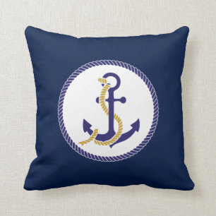 Coussin Bleu marine nautique d'Ancre