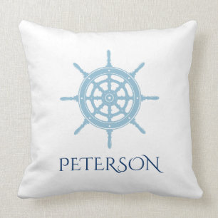 Coussin Bleu marine nautique de cottage personnalisé