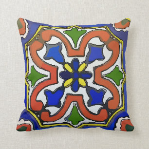 Coussin Bleu mexicain de tuile