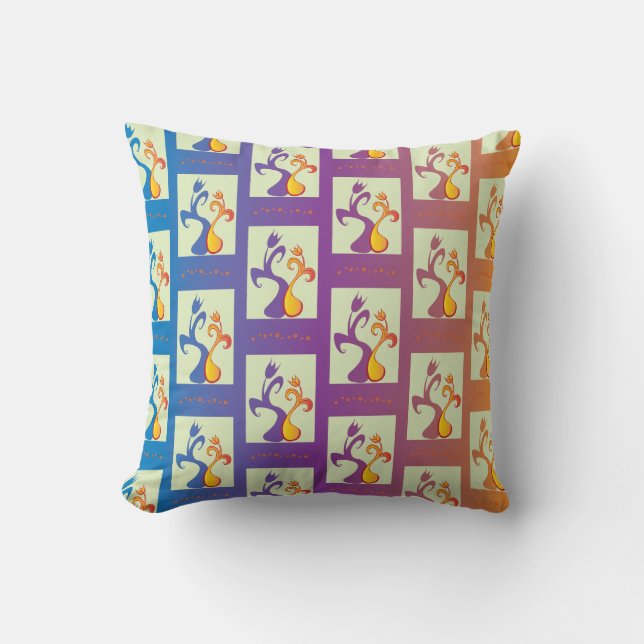 Coussin Bleu moderne, violet, orange Tulip Couple Floral (Recto)