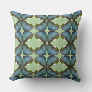 Coussin Bleu Morpho Papillon Motif d'aile Jeu d'oreiller