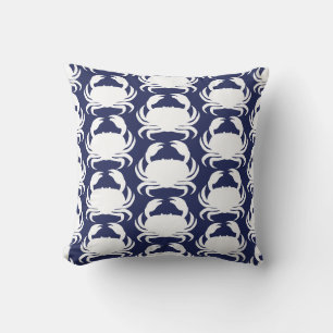 Coussin Bleu Motif de crabe blanc de la marine Bassin naut