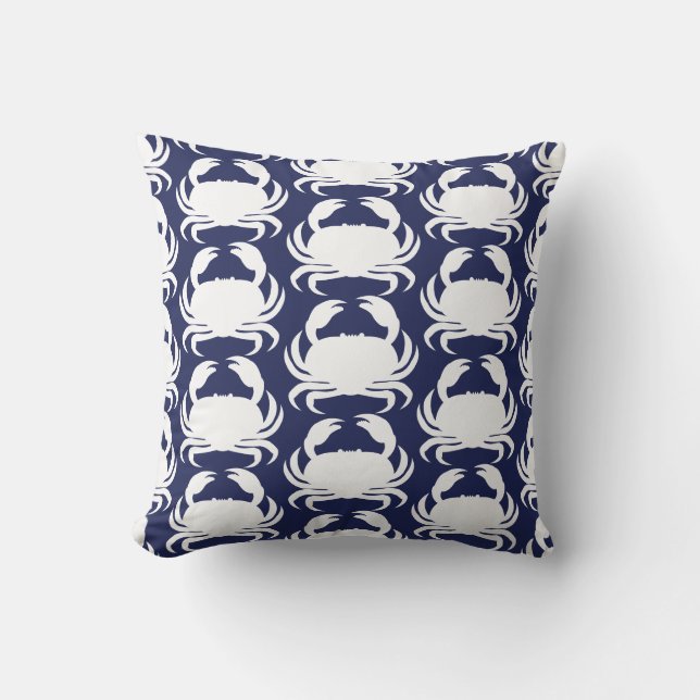 Coussin Bleu Motif de crabe blanc de la marine Bassin naut (Recto)