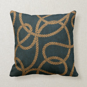 Coussin Bleu nautique de mer profonde de corde