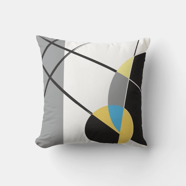 Coussin Bleu noir blanc bleu moderne Conception abstraite (Recto)