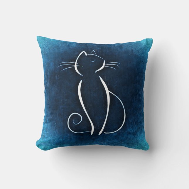 Coussin bleu Noir de chat (Recto)
