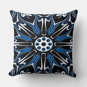 Coussin Bleu, noir et blanc Estonie Flower Art