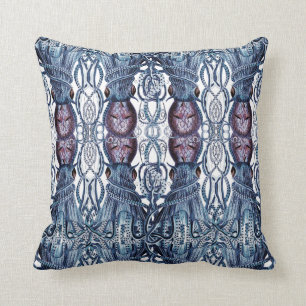Coussin Bleu Octopus marine côtière moderne bleu bleu viol