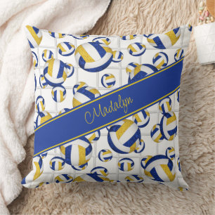 Coussin bleu or girly équipe couleurs volleyballs net acce