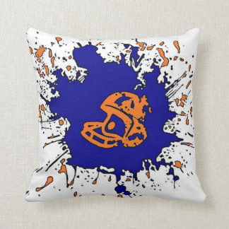 Coussin bleu orange de thème d'éclaboussure du