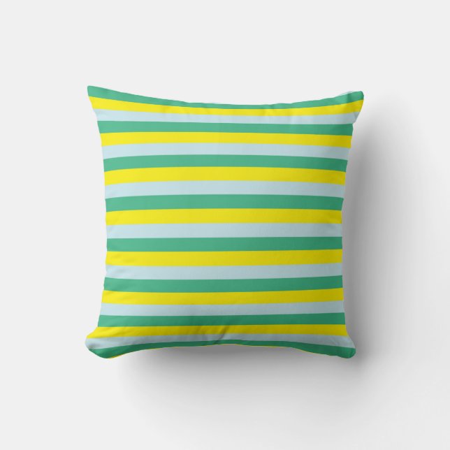 Coussin Bleu pâle, vert d'eau et jaune (Recto)
