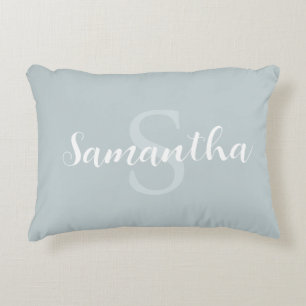 Coussin bleu personnalisé avec nom initial