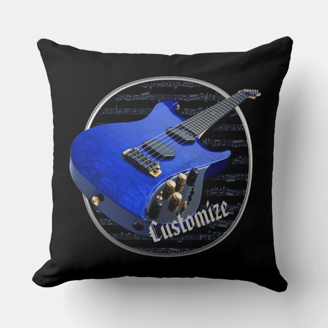 Coussin bleu personnalisé de guitare électrique (Recto)