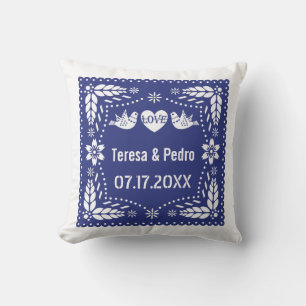 Coussin Bleu picado inséparable fiesta mariage