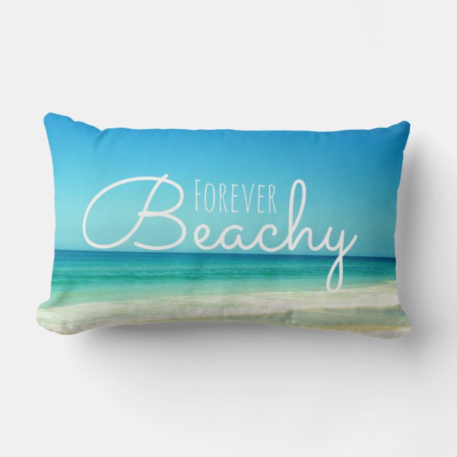 Coussin bleu pour toujours pour la plage (Recto)