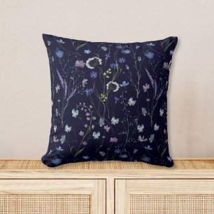 Coussin Bleu pourpre joli Fleur sauvage motif floral