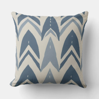 Coussin Bleu Poussiéreux Batik Côtière Parang Chevron Géom