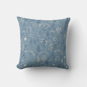 Coussin Bleu Poussiéreux Botanique Céleste Boho