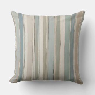 Coussin Bleu Poussiéreux Turquoise Sage Beige Rayure