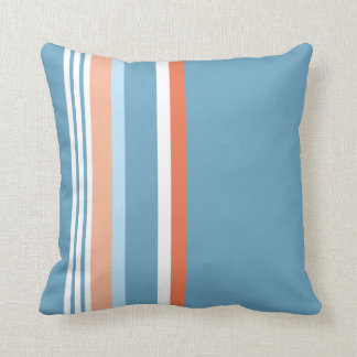 Coussin Bleu (rayure orange)