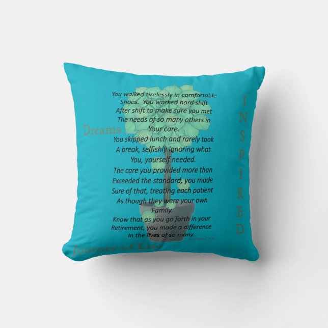 Coussin Bleu retiré de poème d'infirmière (Recto)