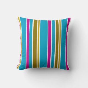 Coussin Bleu rose Brown rayures géométriques art motif
