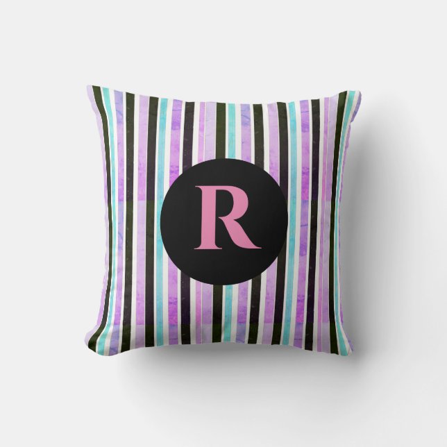 Coussin Bleu rose Tirages Motif Monogramme (Recto)