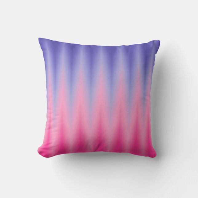 Coussin Bleu rose ZigZag Ikat Imprimer (Recto)